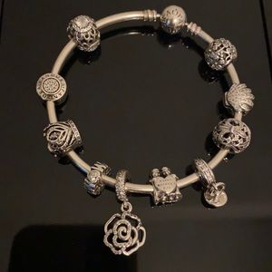 Silver Pandora Bangle with Charms